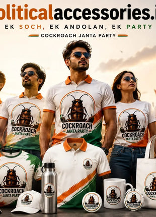 Cockroach Janta Party Gift Kit | T-Shirt + Cap + Bottle + Keychain | Political Merchandise Bundle India | Best Political Gift Set PoliticalAccessories.in
